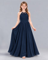 Navy Blue A-line Junior Bridesmaid Dress Front