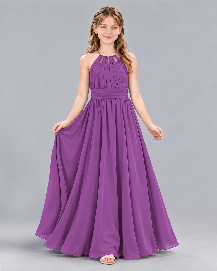 Purple A-line Junior Bridesmaid Dress Front