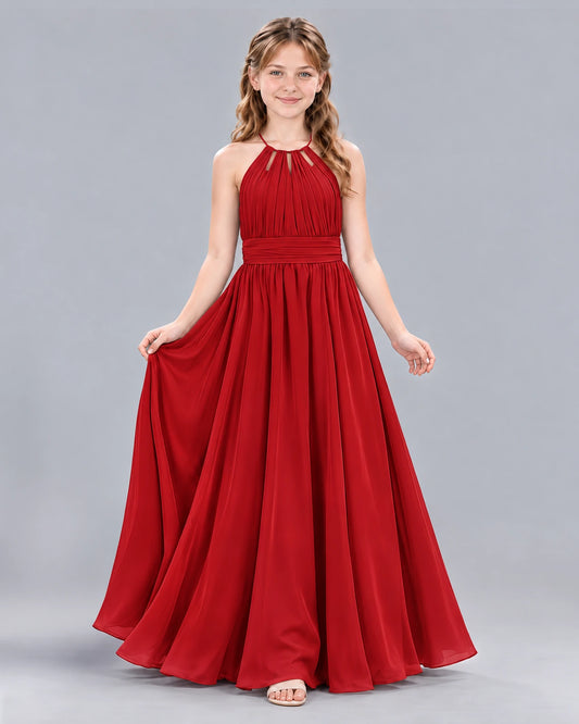 Red A-line Junior Bridesmaid Dress Front