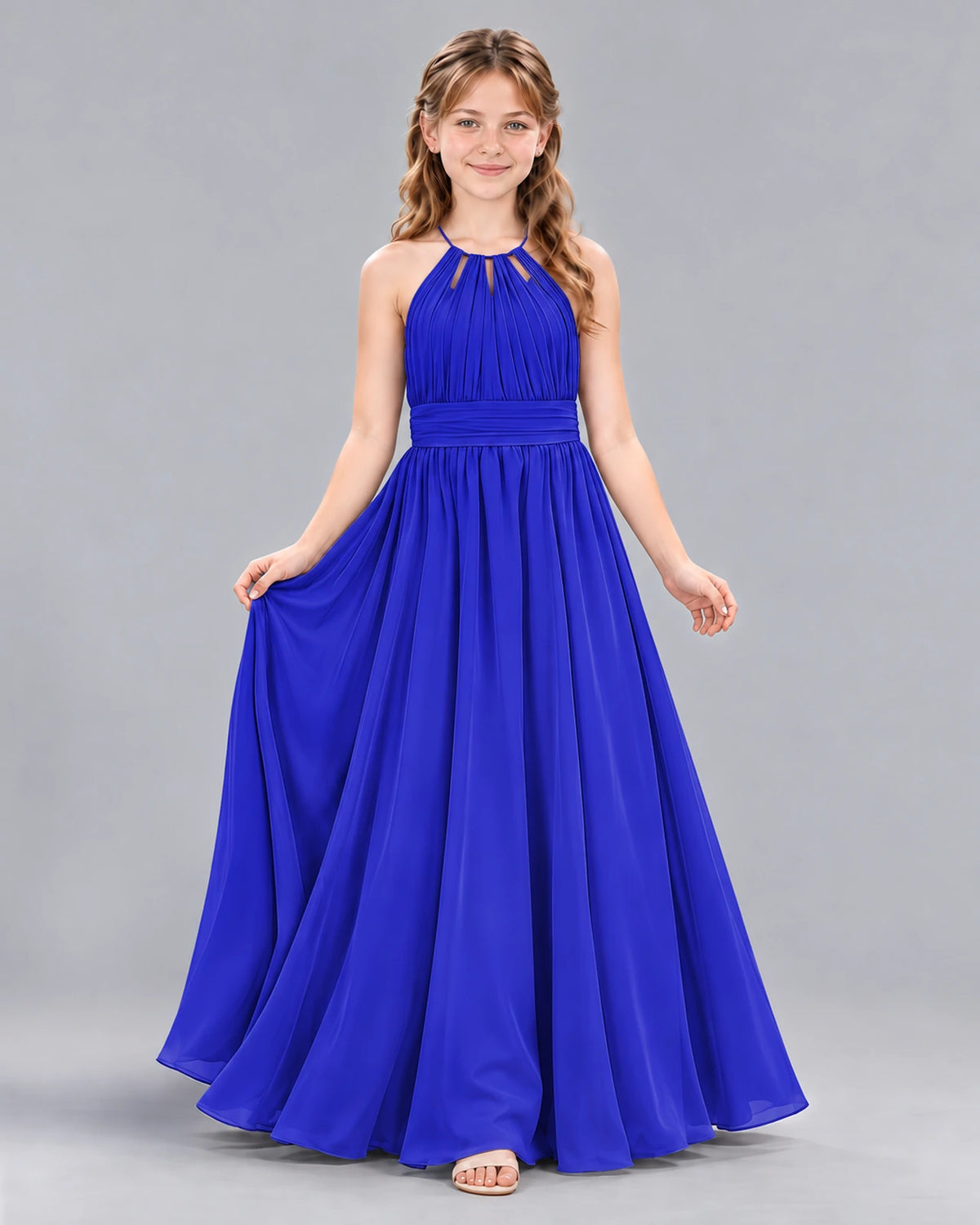 Royal Blue A-line Junior Bridesmaid Dress Front