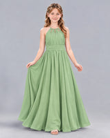 Sage Green A-line Junior Bridesmaid Dress Front