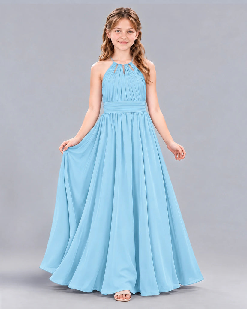 Sky Blue A-line Junior Bridesmaid Dress Front