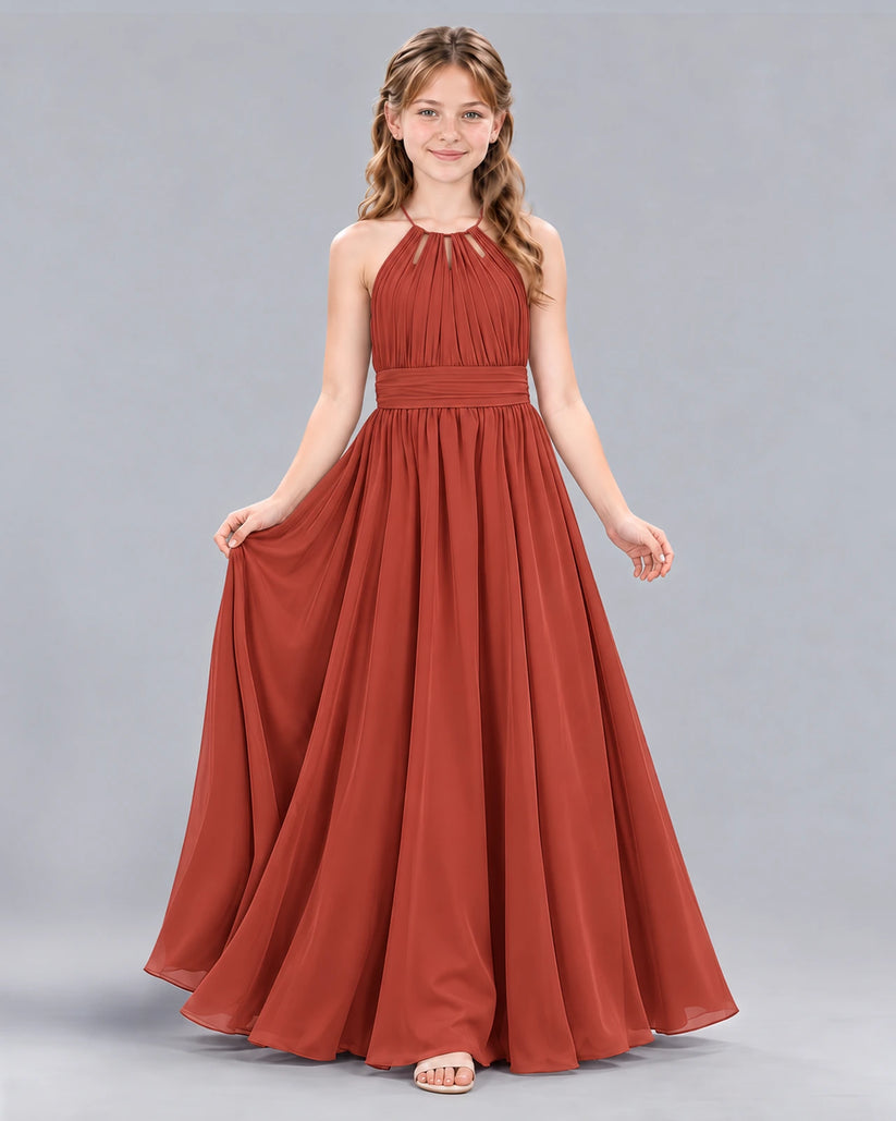 Vermilion A-line Junior Bridesmaid Dress Front