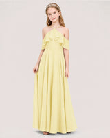 Daffodil Chiffon Cold Shoulder A-Line Junior Bridesmaid Dresses Side View