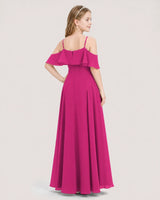 Hot pink Chiffon A-line Junior Bridesmaid Dresses Back View