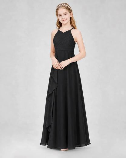 Black A-line Junior Bridesmaid Dresses Side