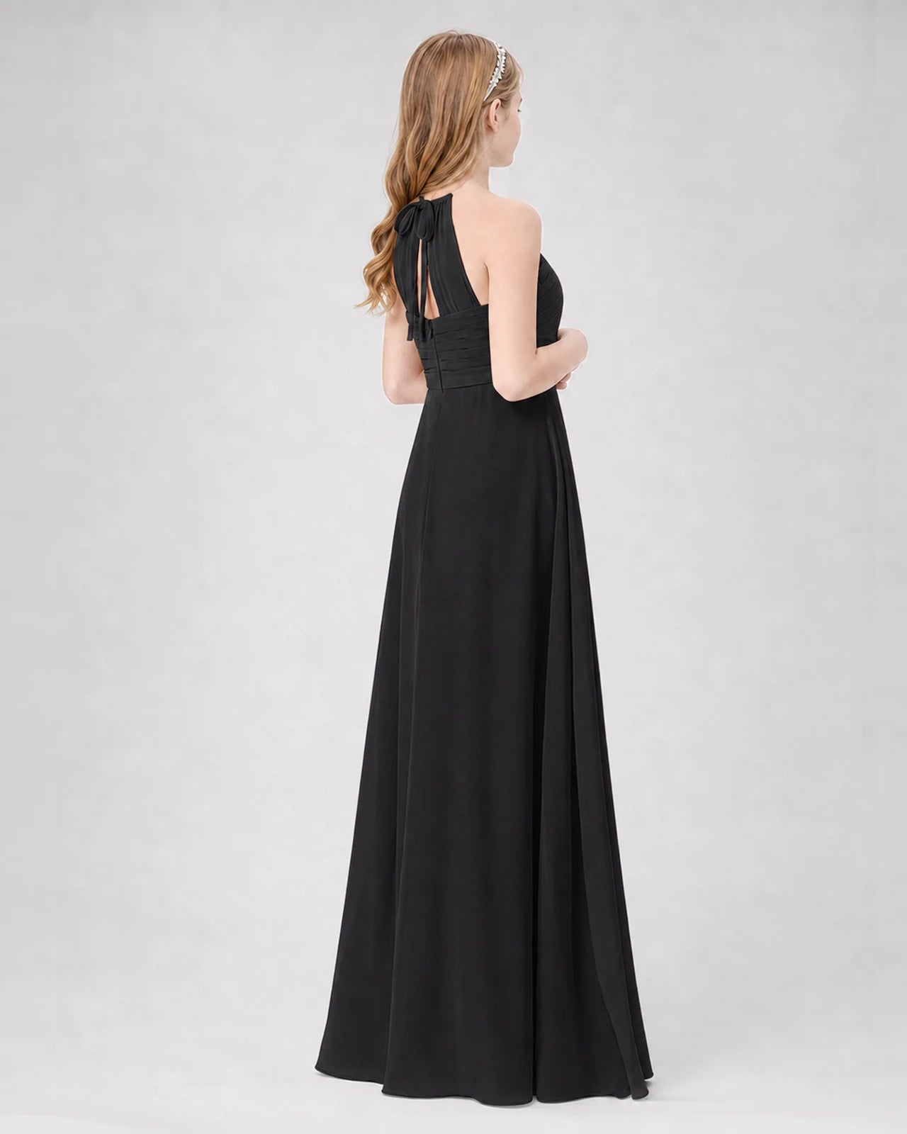 Black A-line Junior Bridesmaid Dresses Back