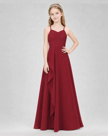 Burgundy A-line Junior Bridesmaid Dresses Front