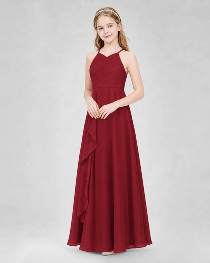 Burgundy A-line Junior Bridesmaid Dresses Side