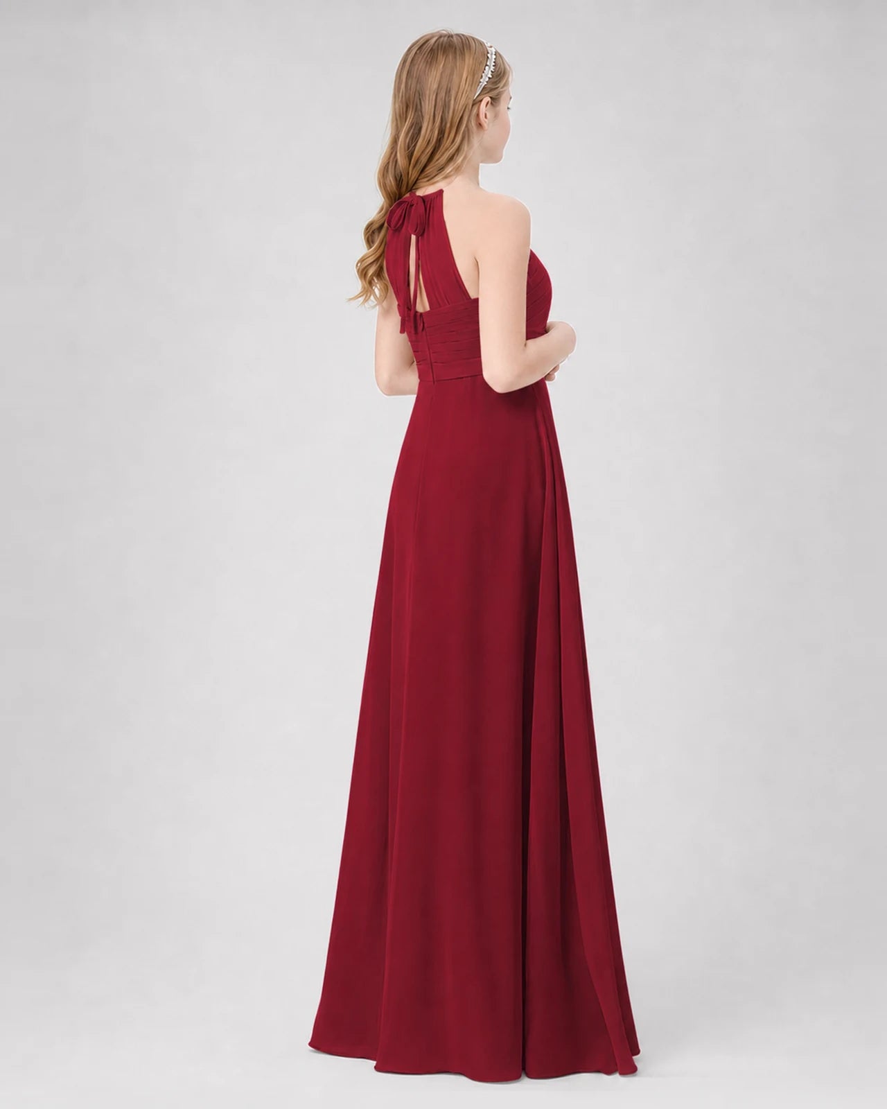 Burgundy A-line Junior Bridesmaid Dresses Back