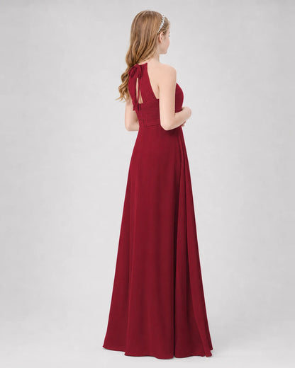 Burgundy A-line Junior Bridesmaid Dresses Back