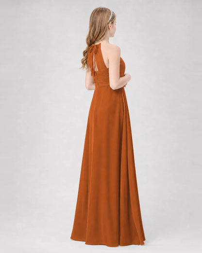 Burnt Orange A-line Junior Bridesmaid Dresses Back