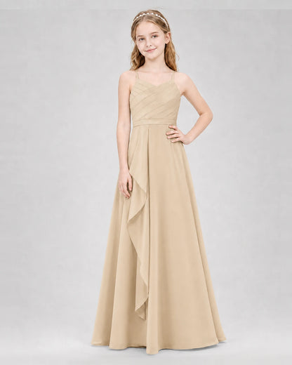 Champagne A-line Junior Bridesmaid Dresses Front