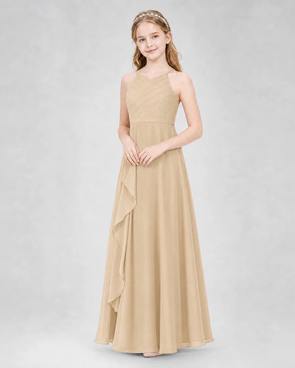 Champagne A-line Junior Bridesmaid Dresses Side
