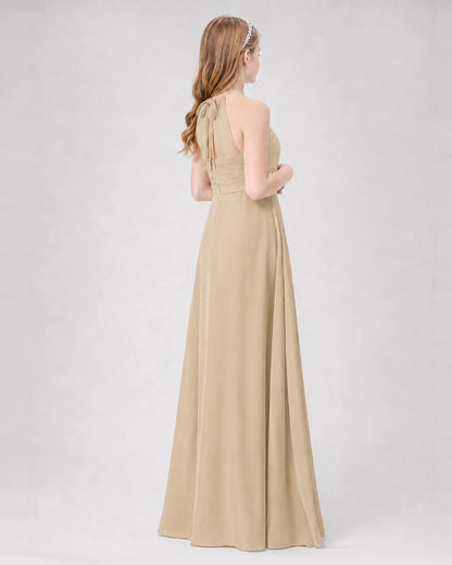 Champagne A-line Junior Bridesmaid Dresses Back