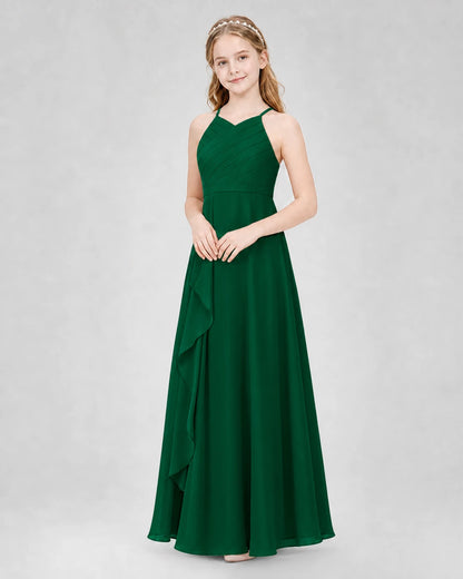 Dark Green A-line Junior Bridesmaid Dresses Side