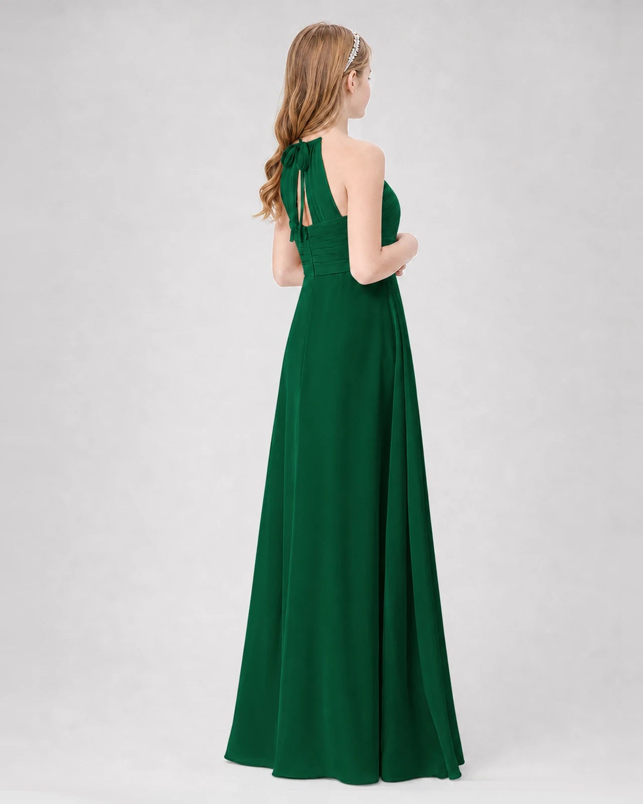 Dark Green A-line Junior Bridesmaid Dresses Back
