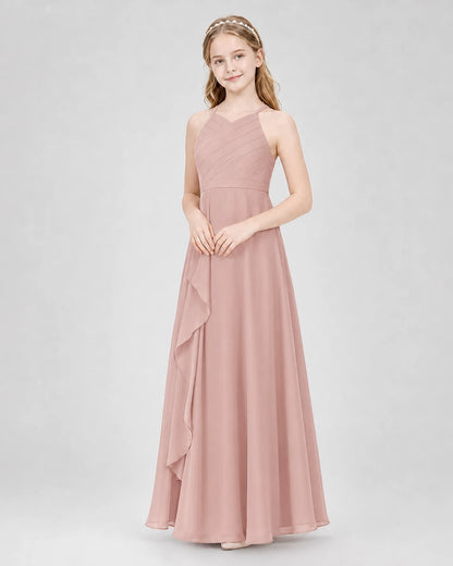 Dusty Rose A-line Junior Bridesmaid Dresses Side