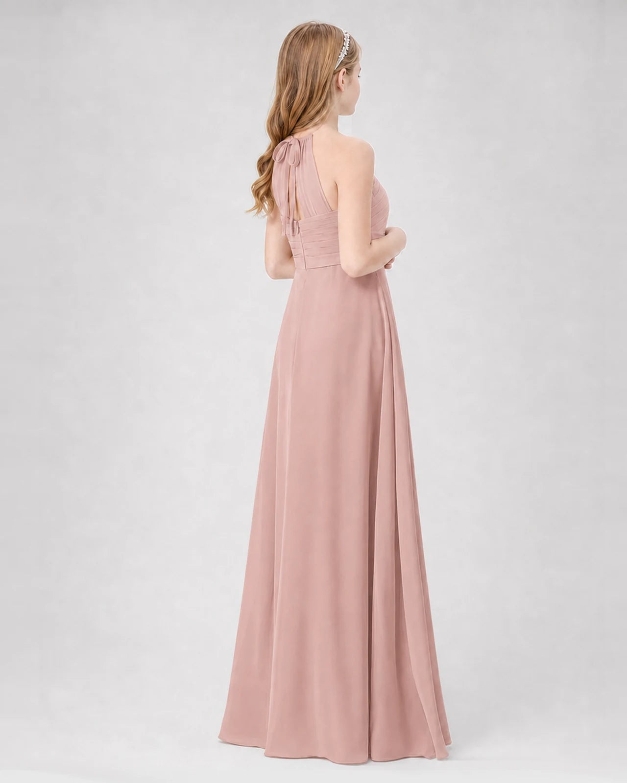 Dusty Rose A-line Junior Bridesmaid Dresses Back