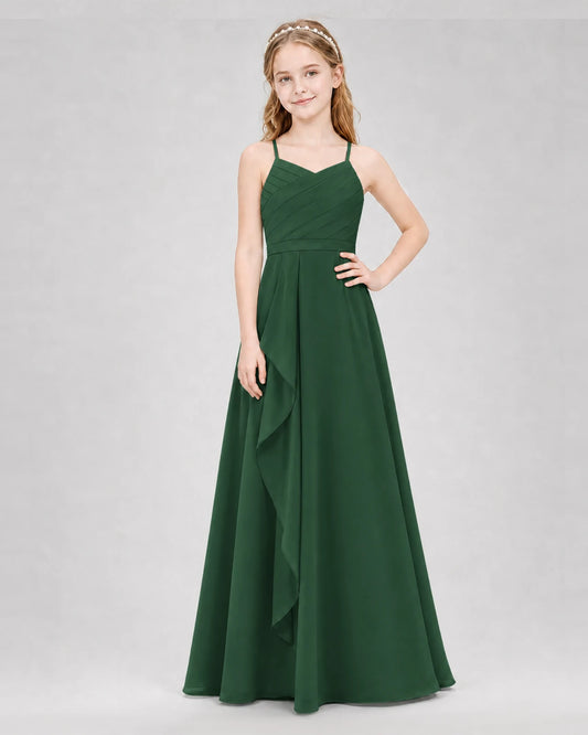Emerald Green A-line Junior Bridesmaid Dresses Front