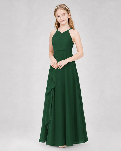 Emerald Green A-line Junior Bridesmaid Dresses Side