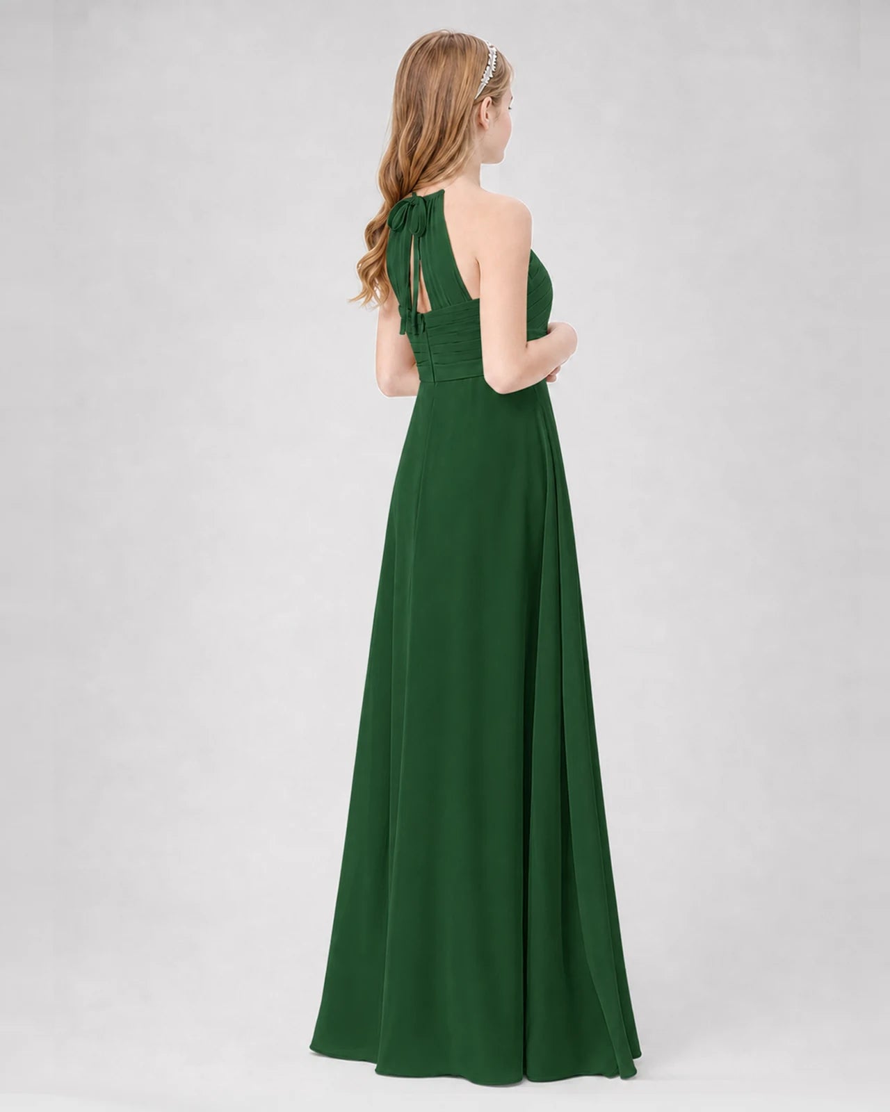 Emerald Green A-line Junior Bridesmaid Dresses Back