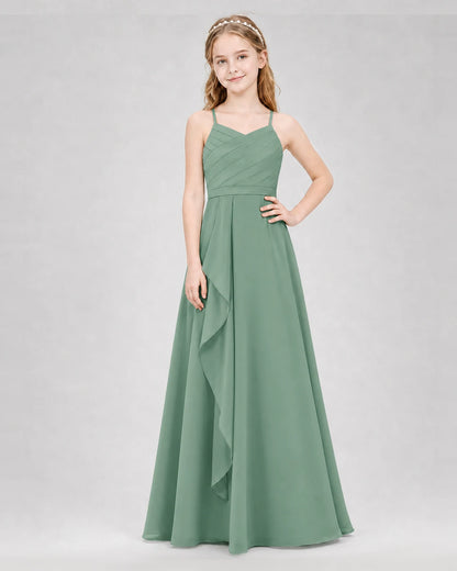 Eucalyptus A-line Junior Bridesmaid Dresses Front