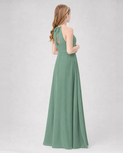 Eucalyptus A-line Junior Bridesmaid Dresses Back