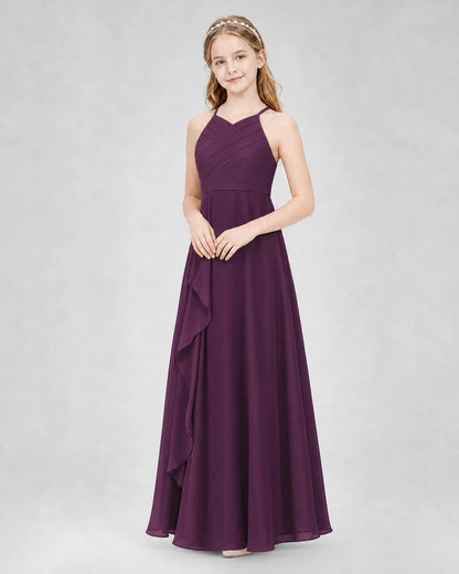 Grape A-line Junior Bridesmaid Dresses Side