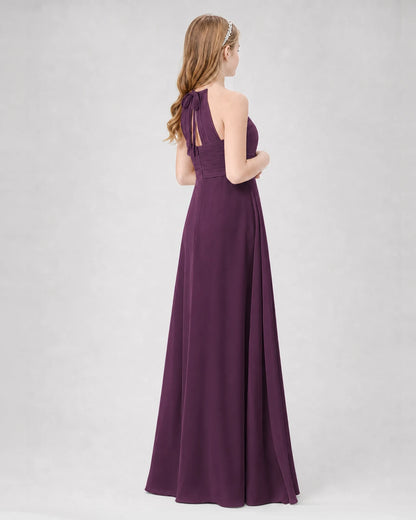 Grape A-line Junior Bridesmaid Dresses Back