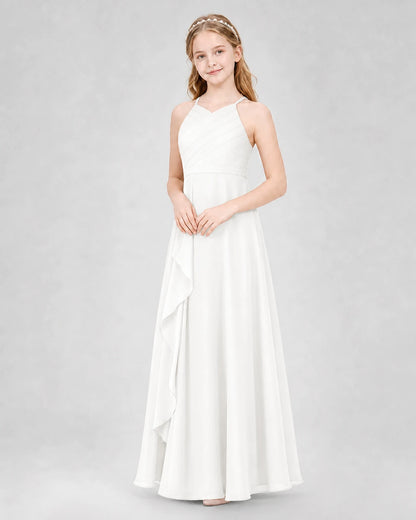 Ivory A-line Junior Bridesmaid Dresses Side