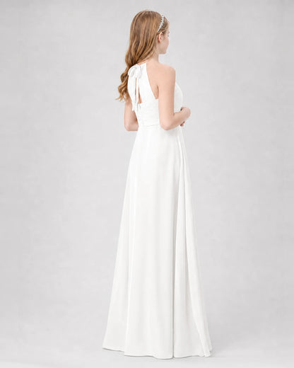 Ivory A-line Junior Bridesmaid Dresses Back