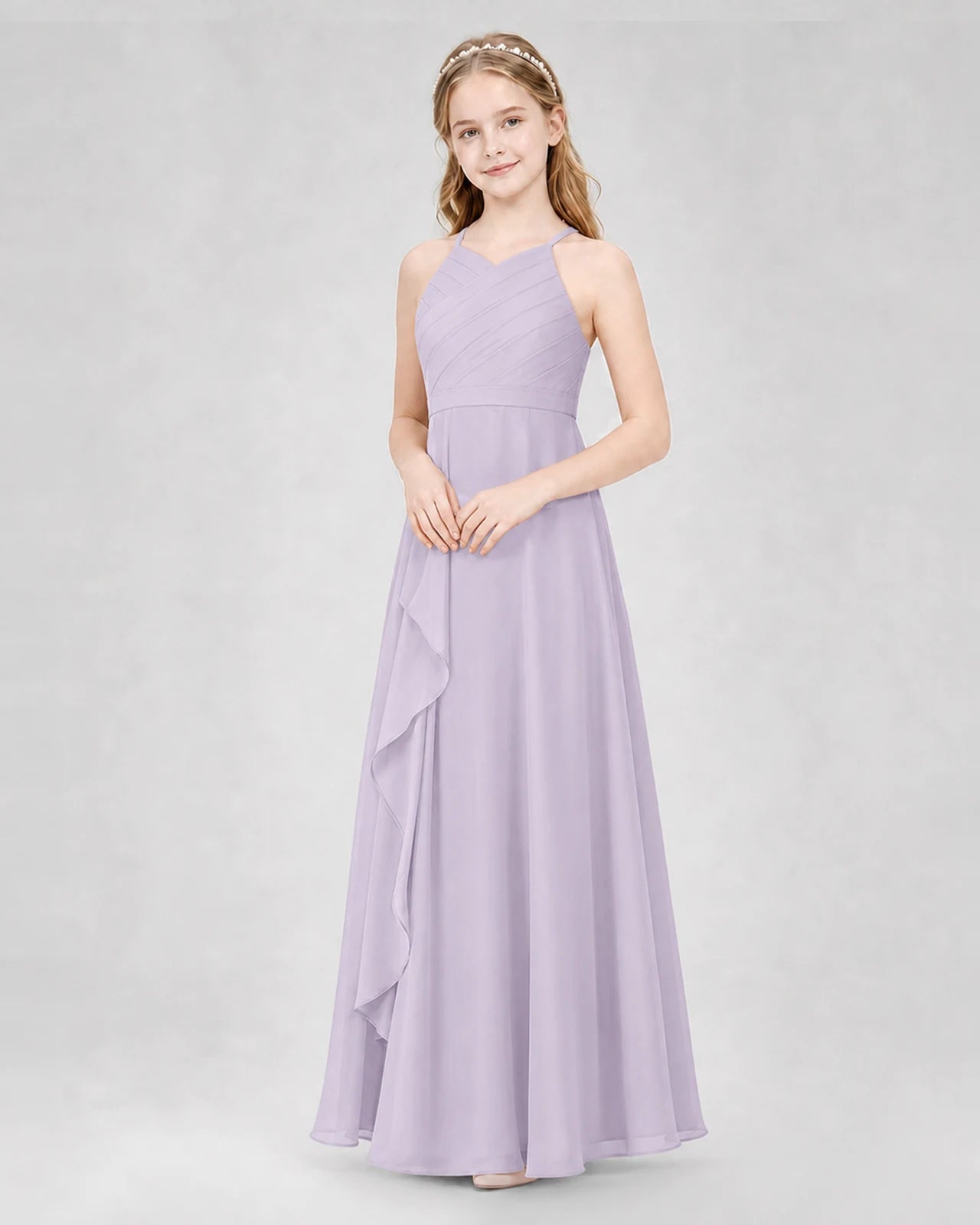 Lavender A-line Junior Bridesmaid Dresses Side