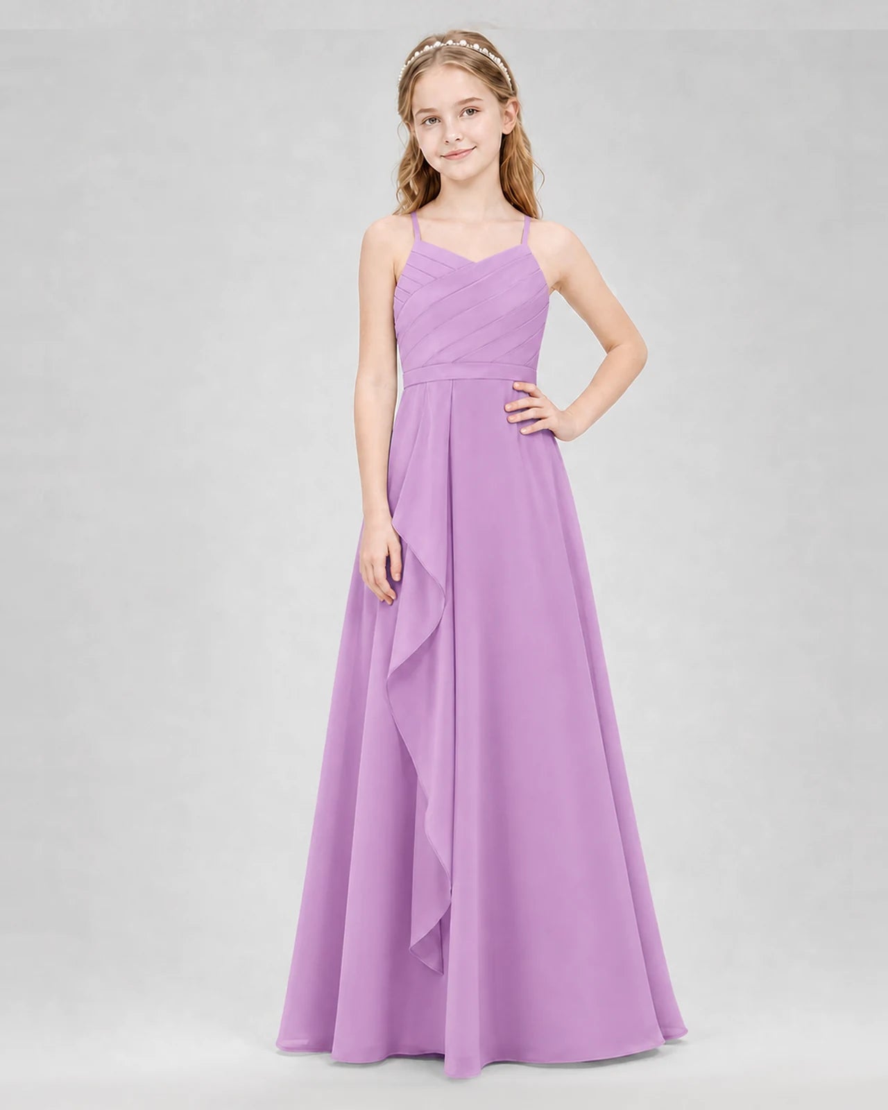 Lilac A-line Junior Bridesmaid Dresses Front