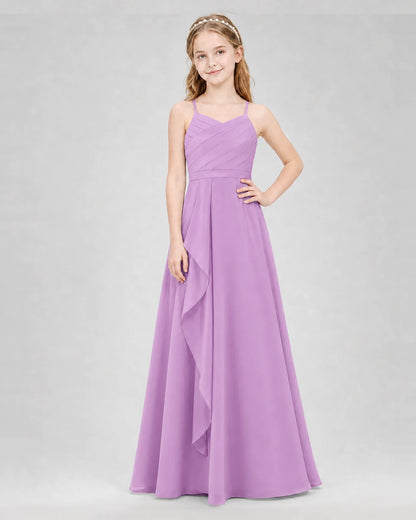 Lilac A-line Junior Bridesmaid Dresses Front