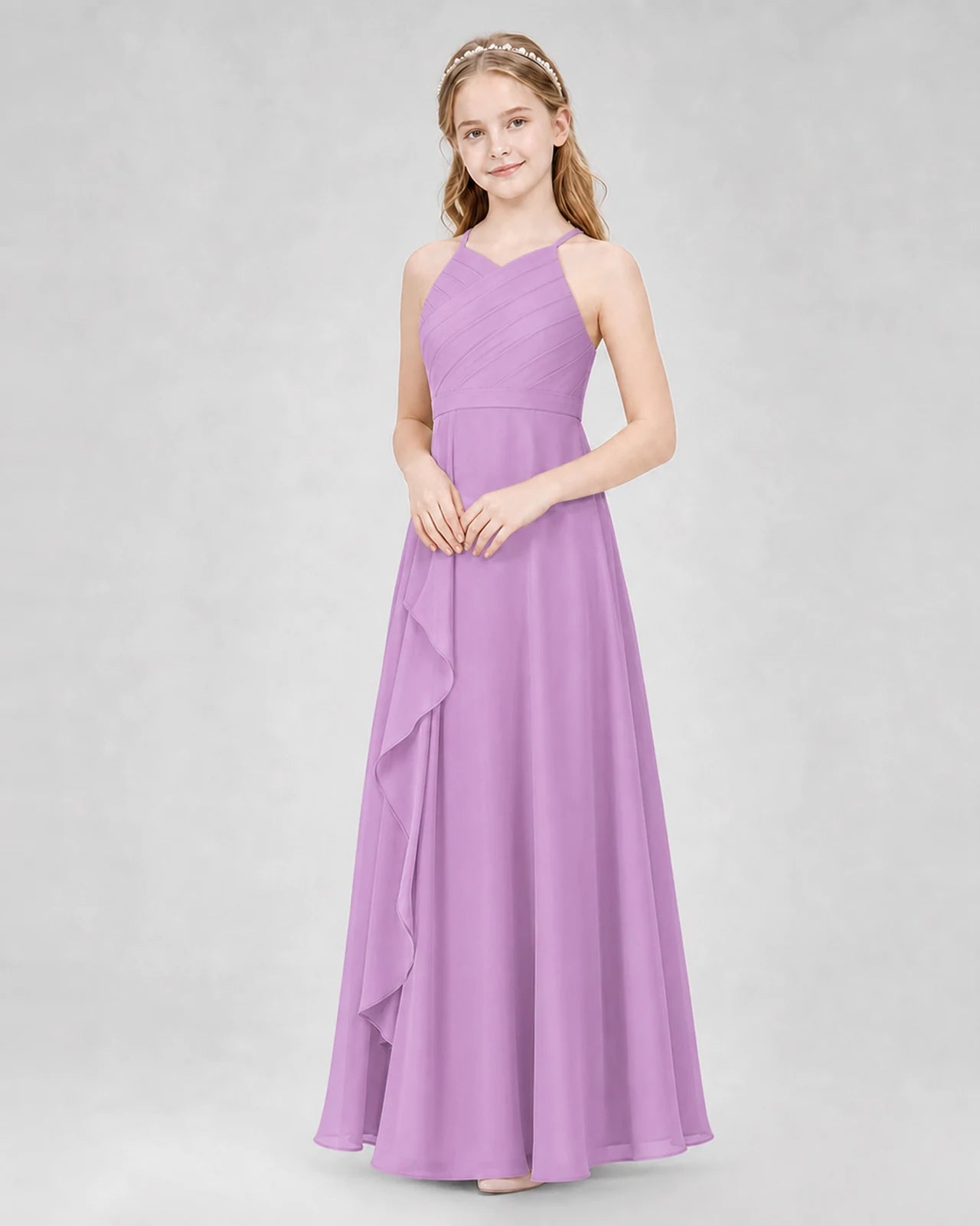 Lilac A-line Junior Bridesmaid Dresses Side