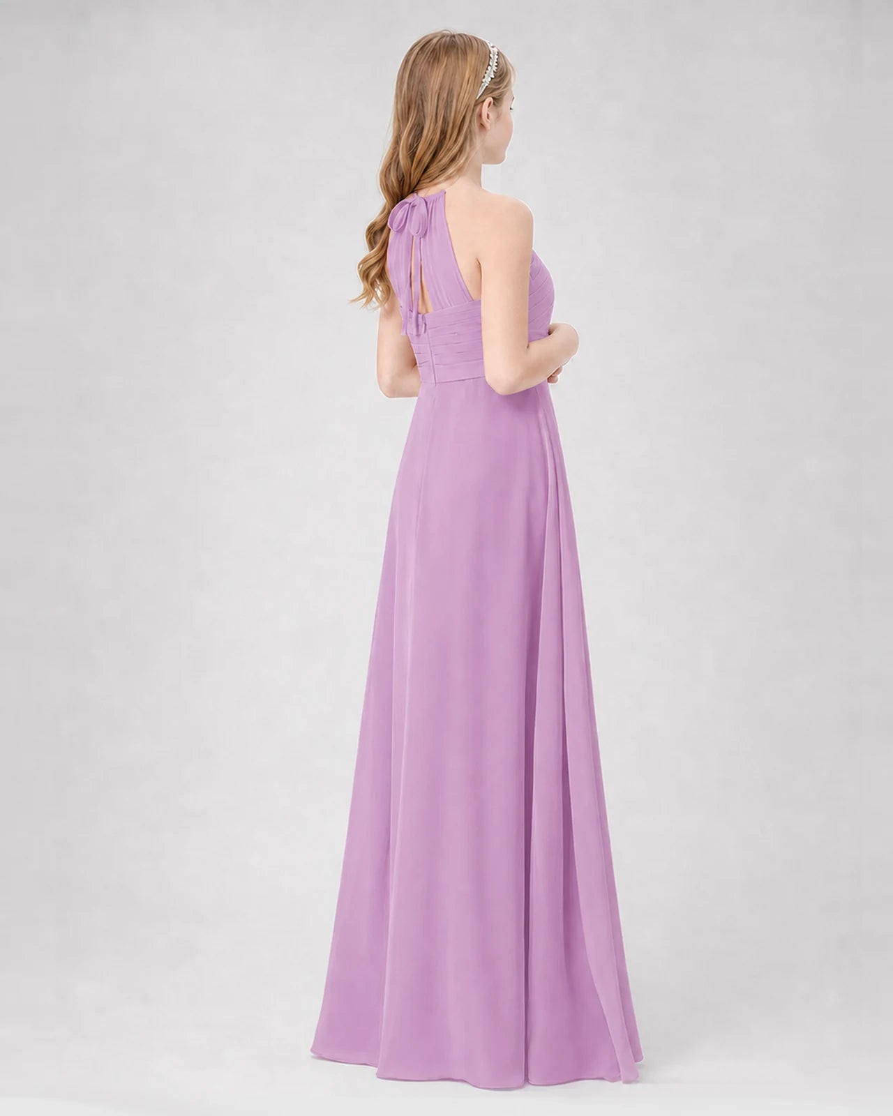 Lilac A-line Junior Bridesmaid Dresses Back