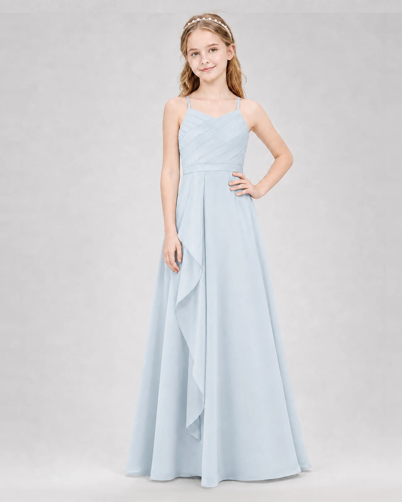 Mist A-line Junior Bridesmaid Dresses Front