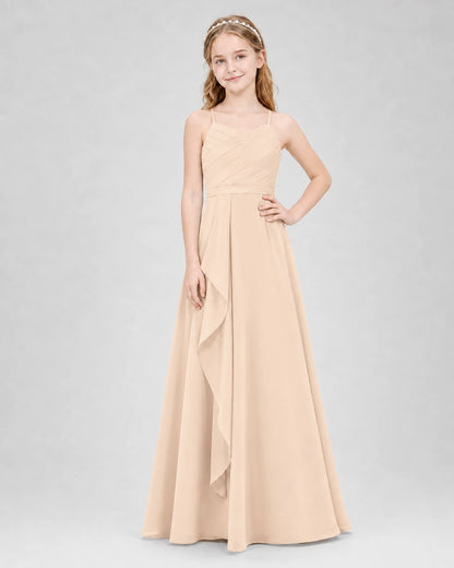 Peach A-line Junior Bridesmaid Dresses Front