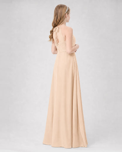 Peach A-line Junior Bridesmaid Dresses Back