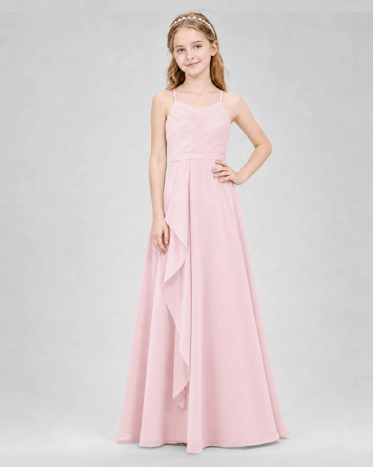 Pink A-line Junior Bridesmaid Dresses Front