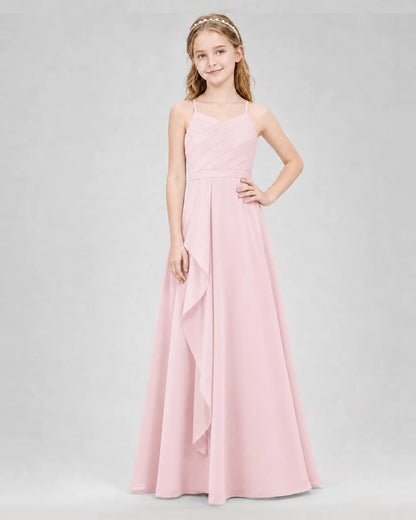 Pink A-line Junior Bridesmaid Dresses Front