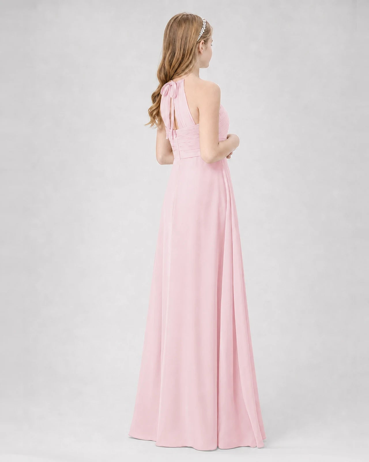 Pink A-line Junior Bridesmaid Dresses Back