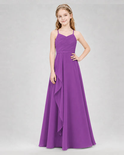 Purple A-line Junior Bridesmaid Dresses Front