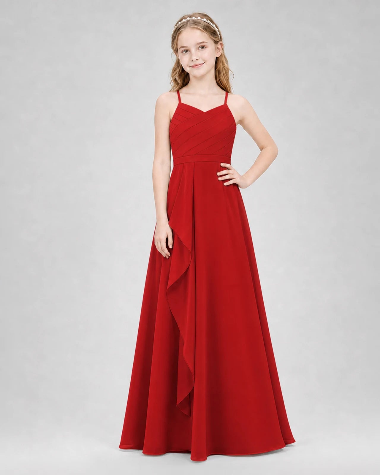 Red A-line Junior Bridesmaid Dresses Front