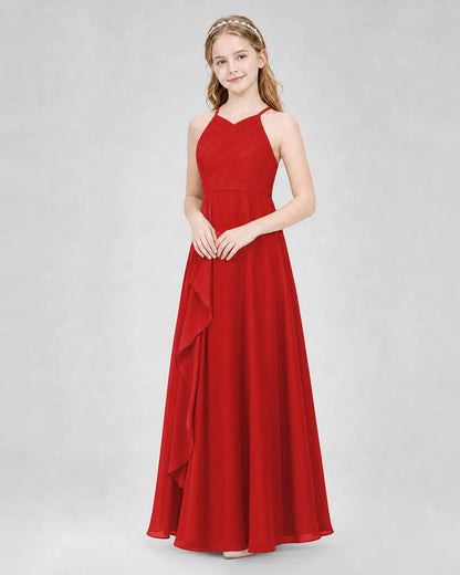Red A-line Junior Bridesmaid Dresses Side