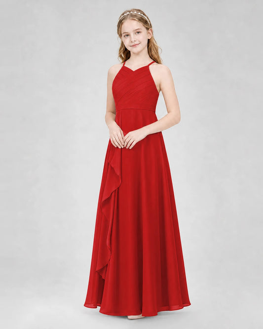 Red A-line Junior Bridesmaid Dresses Side