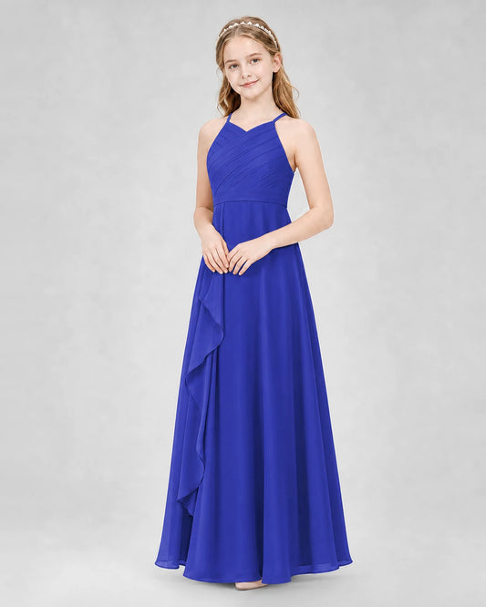 Royal Blue A-line Junior Bridesmaid Dresses Side
