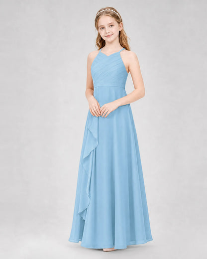 Sky Blue A-line Junior Bridesmaid Dresses Side