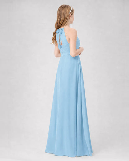 Sky Blue A-line Junior Bridesmaid Dresses Back